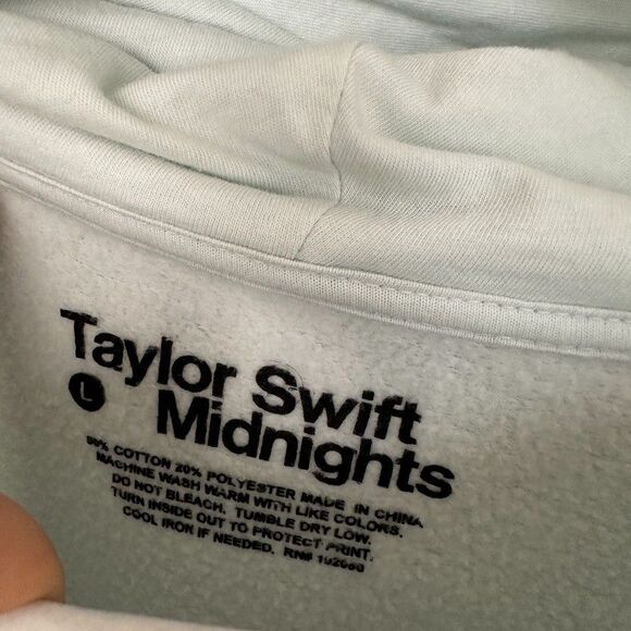 Taylor Swift Midnights Hoodie Album Promo 2022 Light Blue Size Large Eras Tour - Picture 5 of 11